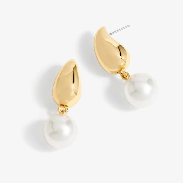 Mood Gold Polished Pearl Charm Hoop Earrings Jewellery Sets One Size Gold 72219310000