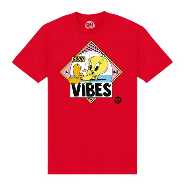 Tweety Mens 80th Good Vibes T-Shirt in Red Size: Small Red Male S