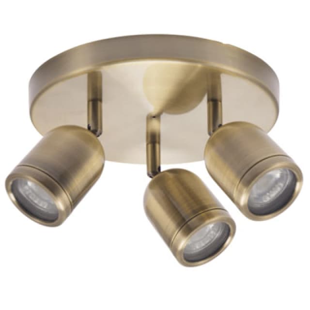 Happy Homewares Modern Triple Metal Spot IP44 Bathroom Ceiling Light with Adjustable Heads in Metallic Gold Metallic Gold Unisex