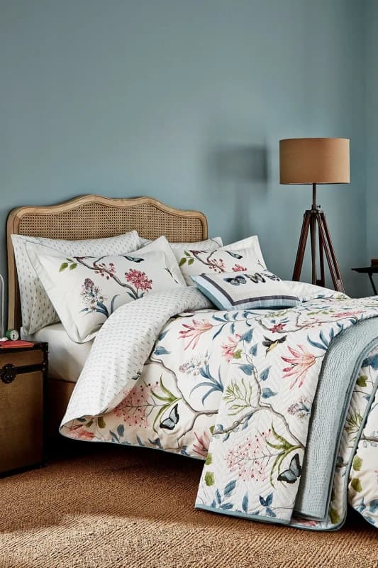 Sanderson Sanderson 'Clementine' Cotton Duvet Cover Set in Duck Egg Blue Size: Double Duck Egg Blue Double Unisex 5016709622301