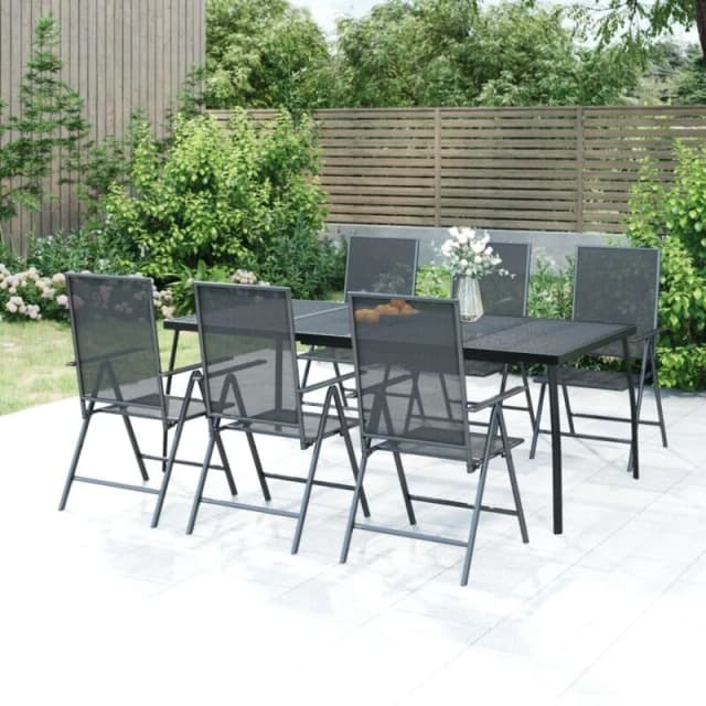 VIDAXL 7 Piece Garden Dining Set Anthracite Steel Vidaxl 3187983