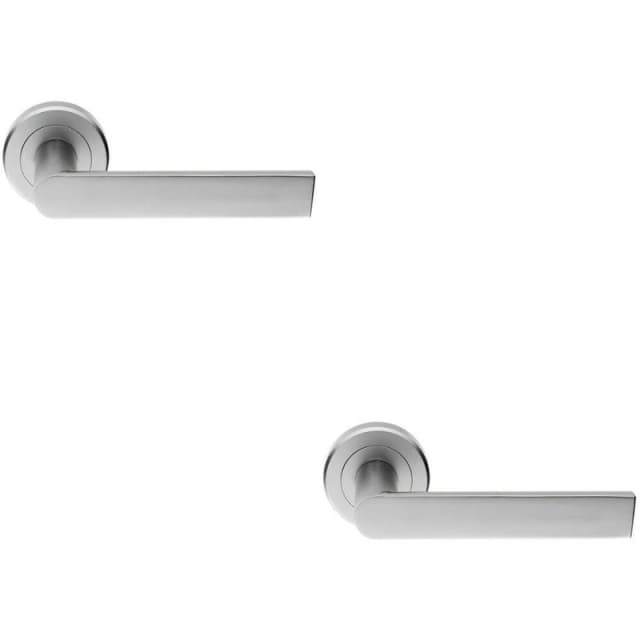 Loops 2x PAIR Flat Rectangular Bar Handle on Round Rose Concealed Fix Satin Chrome Multi
