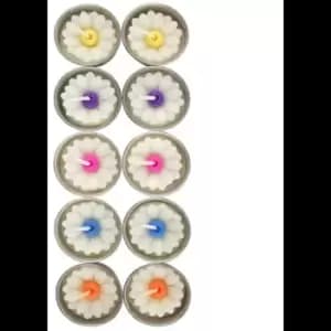 Box of 10 Daisy Candles with Coloured Centre