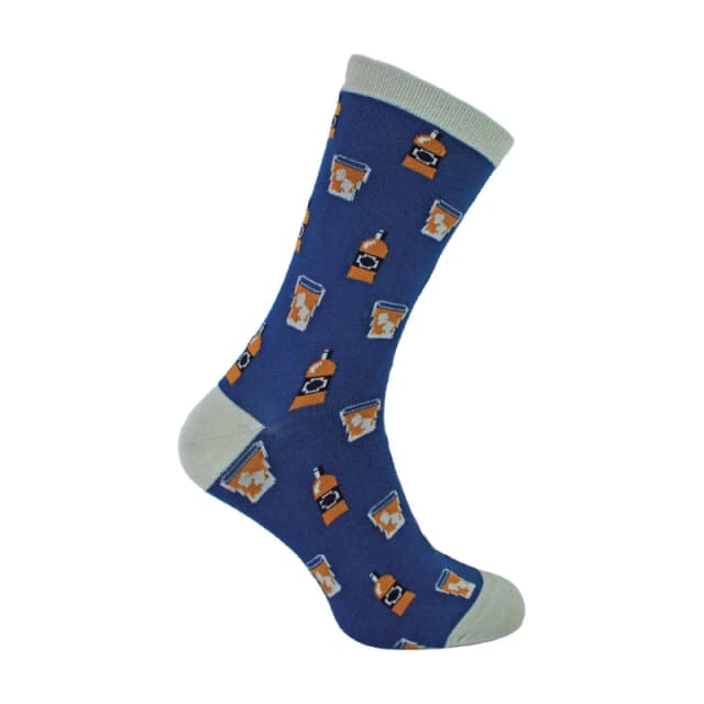 Mr Heron Mr Heron Men 1 Pack Novelty Navy Whiskey Bamboo Socks Size: 6-11 Navy 6-11 Male 5056632612178
