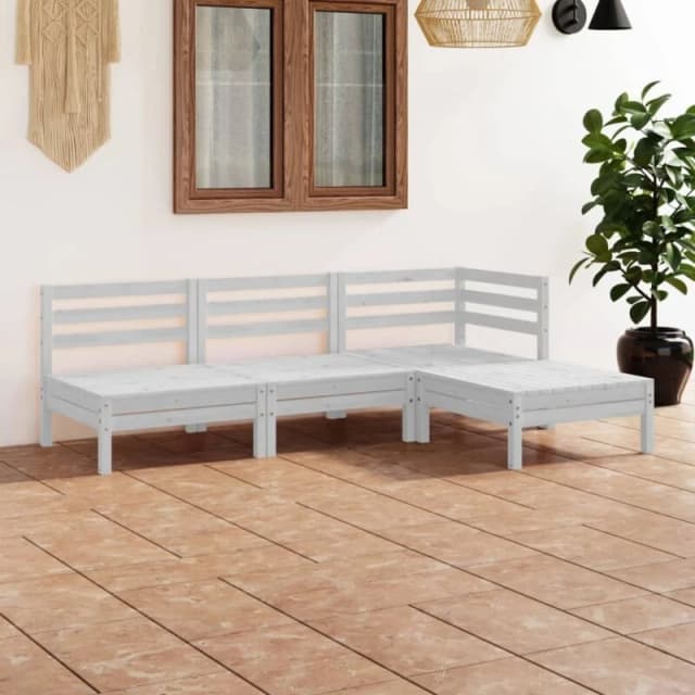 VIDAXL 4 Piece Garden Lounge Set Solid Pinewood White Vidaxl 8720286685105
