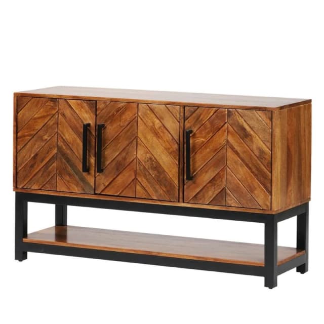 Jaipur Furniture Ltd Parquet Low Console/Sideboard - Mango Wood/Iron - L40 x W120 x H80cm in Brown Brown Unisex