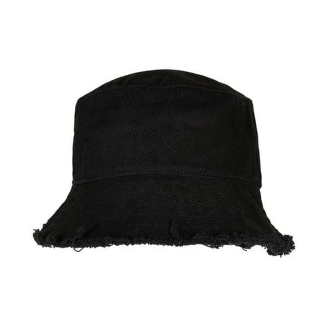 Yupoong Mens Flexfit Alpha Open Edge Bucket Hat in Black Male One Size