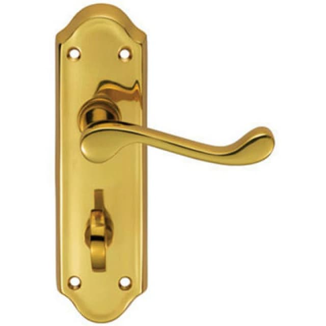 Loops PAIR Victorian Upturned Lever on Bathroom Backplate 168 x 47mm Polished Brass Metallics