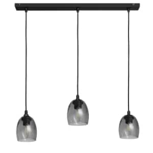 Brillant Straight Bar Pendant Ceiling Light Black, Smokey 60cm