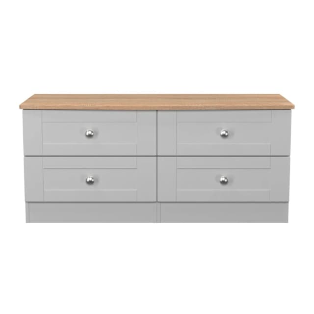 Santander Ready Assembled Matt Grey & Oak 4 Drawer Wide Chest (H)502mm (W)1117mm (D)414mm