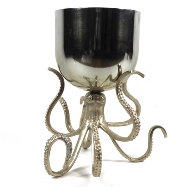 Unbranded Exquisite 28cm Silver Octopus Bowl Planter - High Quality Metal, Handcrafted Luxury, Indoor Decor