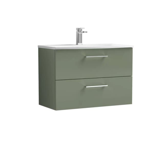 Balterley Bathroom 2 Soft Close Drawer Wall Hung Vanity Unit Basin, Green, 800mm in Green Green Unisex