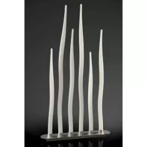 Estalacta Floor Lamp 6 Bulbs GU10 Bar Indoor / Outdoor IP44, silver / opal white