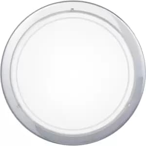 Wall Flush Ceiling Light Chrome Shade White Clear Glass Painted Bulb E27 1x60W