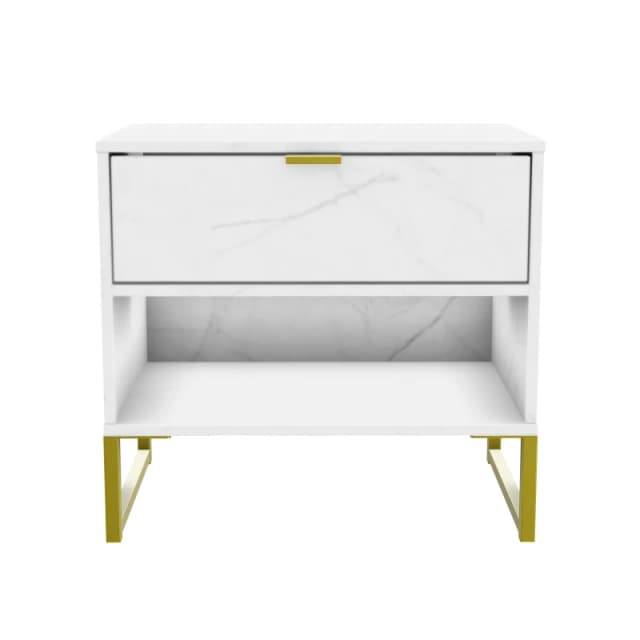 Tamworth Double 1 Drawer Bedside Cabinet In Marble (Ready Assembled)