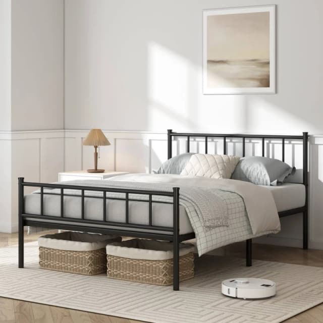 MCC Direct Metal Bed frame Bed Modern style Head & Footboard Finn in Black Size: Single Black Unisex Single