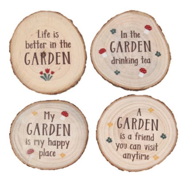 Something Different Something Different Garden Wood Slice Coaster Set in Brown Brown One Size Unisex 5063425369850