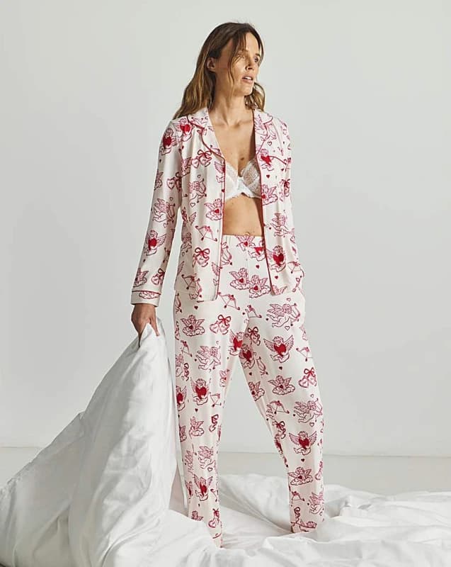 Chelsea Peers Chelsea Peers Classic Long Button Up Set Pink - Chelsea Peers - Size: 18 Pink Female 18 NH53305