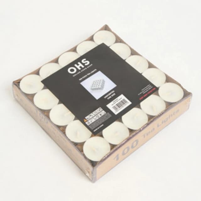 OHS OHS 100 Pack Tea Lights Unscented in Off White Size: 100 Pieces Off White 100 Pieces Unisex 5027434215911