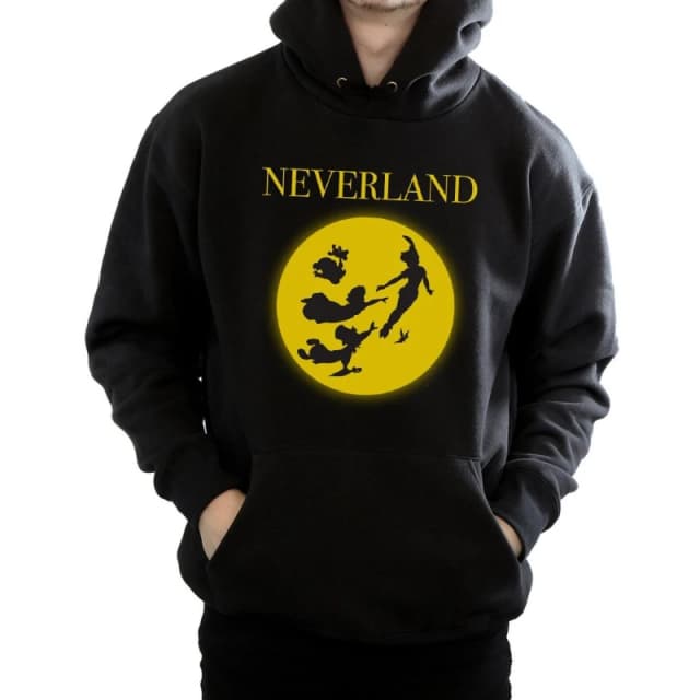Disney Men Peter Pan Moon Silhouettes Hoodie in Black Size: Small Black S Male 5057736938973