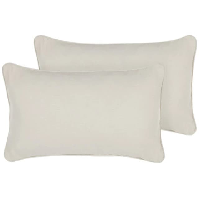 Beliani Set Of 2 Decorative Cushions Heliotrope 30 X 50 Cm White Solid