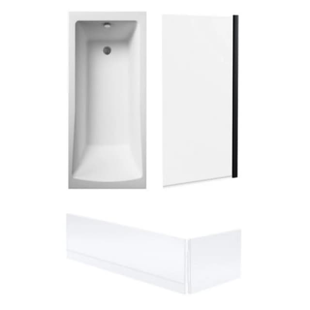 Balterley Square Single Ended Bath Square Black Screen and Panels 1700 x 700mm Black