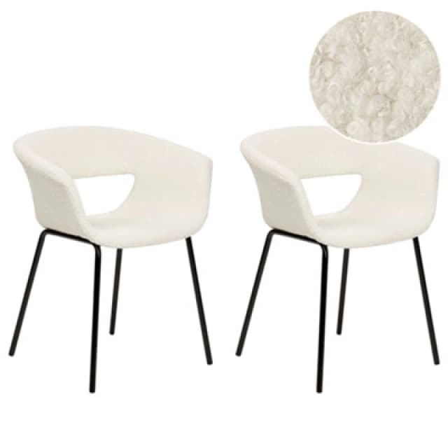 Beliani Set Of 2 Dining Chairs Elma Boucle Off-White