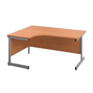 1600 X 1200 Single Upright Left Hand Radial Desk Beech-Silver