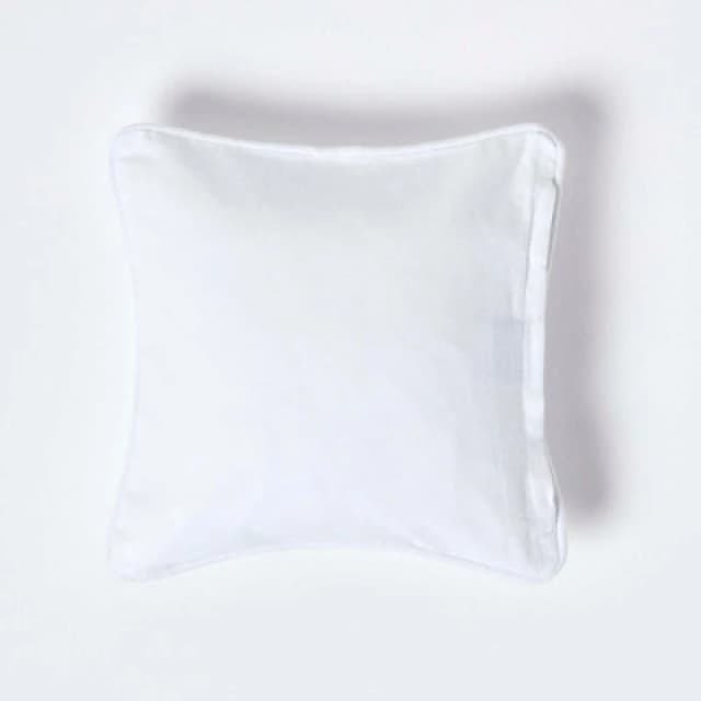 Homescapes Cotton Plain White Cushion Cover, 30 X 30 Cm