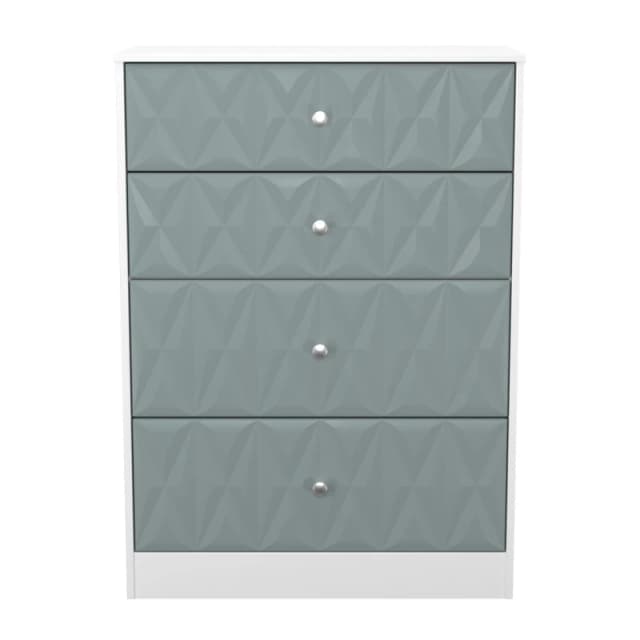 San Jose Ready Assembled Matt Duck Egg Blue & White 4 Drawer Deep Chest (H)1063mm (W)766mm (D)395mm