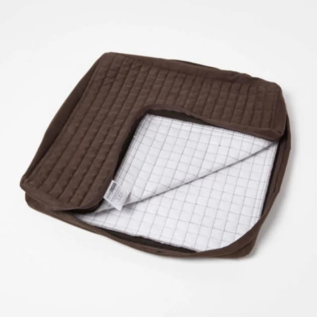 Homescapes Quilted Polyester Armchair Booster Cushion Cover Chocolate