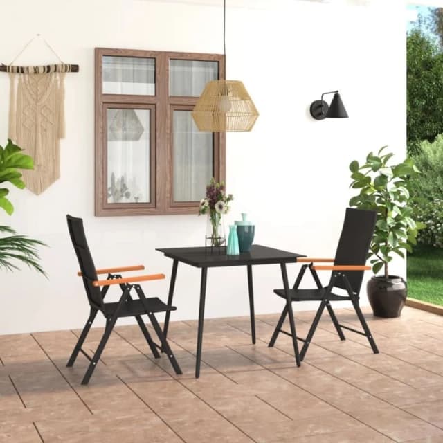 VIDAXL 3 Piece Garden Dining Set Black and Brown Vidaxl 8720286228548
