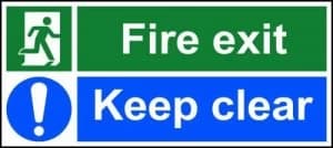 Fire Exit Keep Clear Sign Rigid 1mm PVC Board