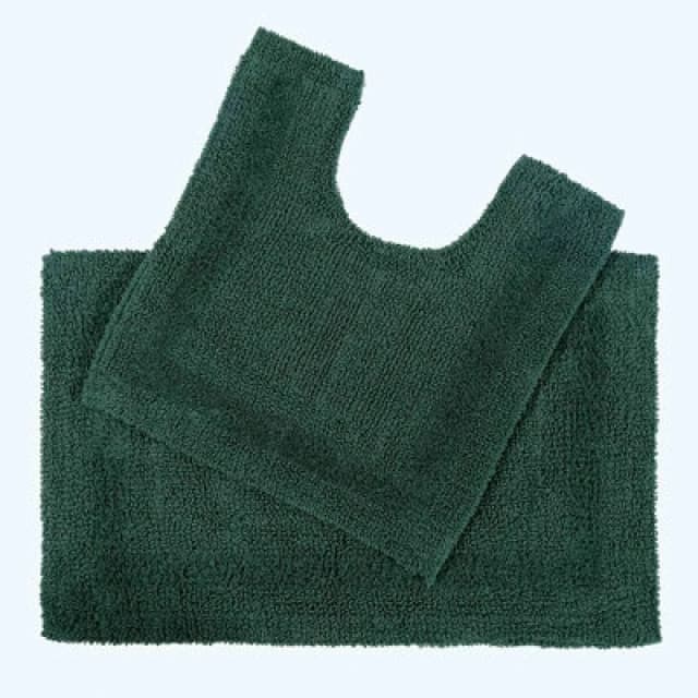 Homescapes Luxury Reversible Bath Mat Set Green