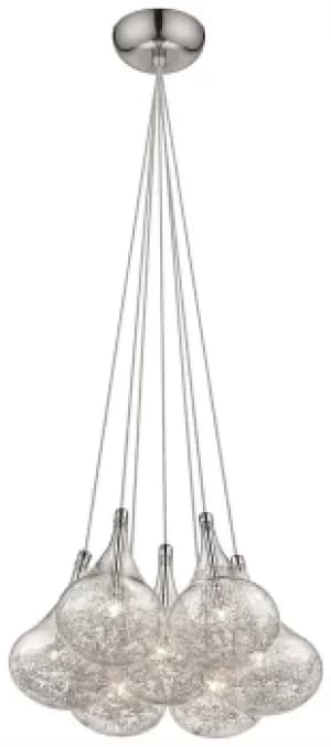 Spring 7 Light Ceiling Pendant Chrome Glass Seven, G4 Bulb