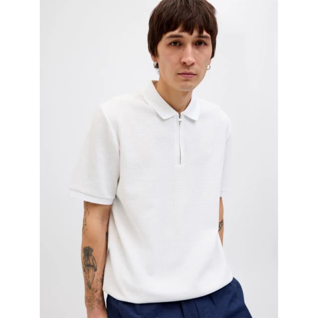 Jack and Jones Austin Zip Polo Mens White Classic male L