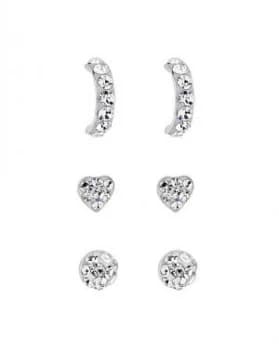 Silver Crystal Stud Trio Pack