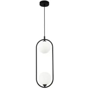 Maytoni Modern - Ring Modern Ring 2 Light Black Pendant Ceiling Light Glass Shade