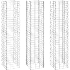 Gabion Raised Beds 3 pcs 30x30x150cm Iron Vidaxl Silver
