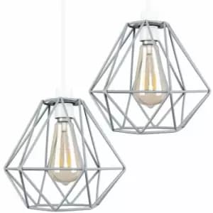 2 x - Grey Ceiling Pendant Light Shades