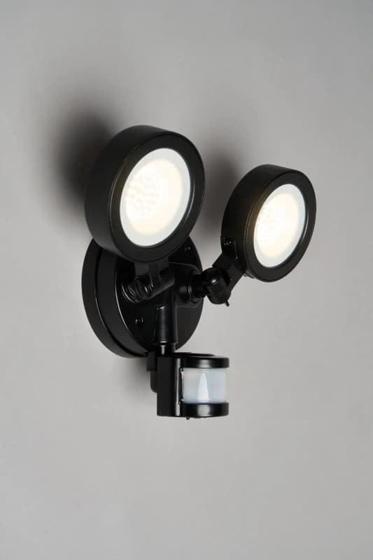 Coast Alan 20W LED Adjustable Twin Security Spotlight with PIR Black