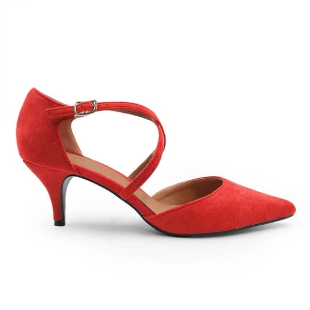 Wheres That From Red Suede Kennedi Low Kitten Heels Redsuede female 3