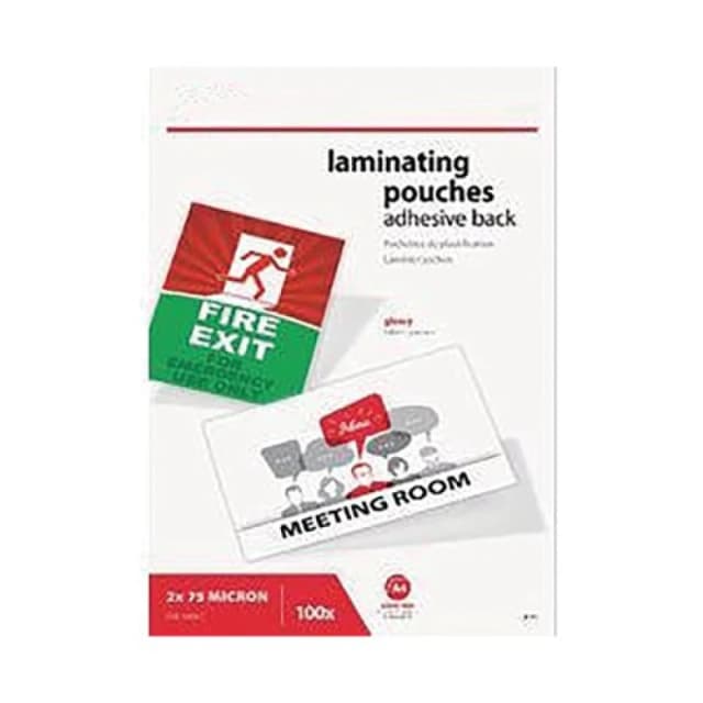 5 Star Adhesive Back Laminating Pouches A4 150 Micron Gloss (100 Pack) 944467