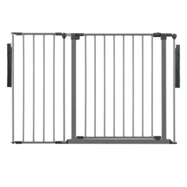 Safetots Premium Multi Panel Room Divider, Up To 115Cm Wide, Grey, 70Cm Tall, Flexible Barrier With Door For Baby And Toddler