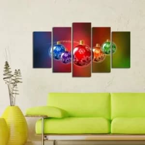5PMDFNOEL-3 Multicolor Decorative MDF Painting Baubles 3 (5 Pieces)