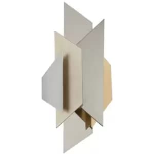 Modernist 1 Light Wall Sconce Polished Stainless Steel, Gold Leaf