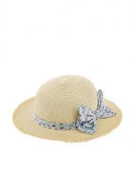 Monsoon Baby Girls Elsie Ditsy Bow Floppy Hat - Natural