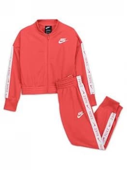 Nike Girls NSW Tracksuit Set Tricot - Pink/White, Size S, Women