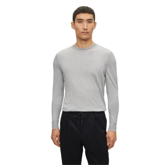 Boss Mens L Ottano Crew Neck Jumper Silver male M