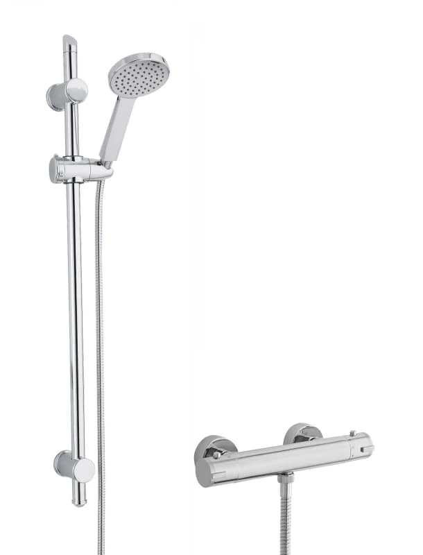 Balterley Thermostatic Bar Valve Water Saving Handset Slider Rail Kit Shower Silver unisex